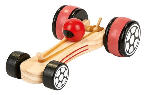 Moses voiture course en bois pullback 17 cm blanc