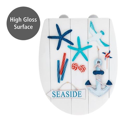 Abattant WC en MDF design bord de mer Seaside - Blanc