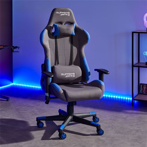 Chaise De Bureau Gaming Swift Revetement En Tissu Gris Et Bleu Achat Prix Fnac