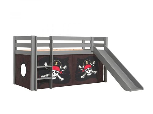 Non Communiqué Gris Vipack Pino Lit Mezzanine Avec Toboggan Pin Massif Pirates