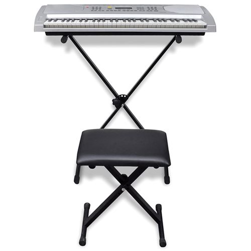vidaXL Clavier à touche électrique+support ajustable de clavier et tabouret