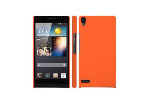 Coque rigide Orange pour Huawei Ascend P6 aspect mat toucher rubber gomme