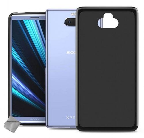 Housse etui coque pochette silicone gel fine pour Sony Xperia 10 Plus avec verre trempe - NOIR