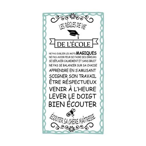 Stickers adhésif mural Les regles de vie de l'école - Multicolore - 65x129cm