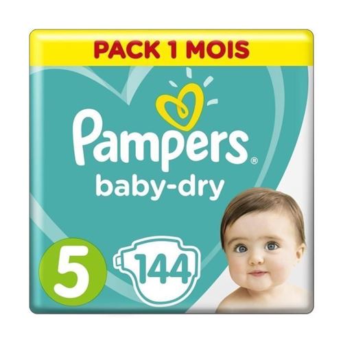 Pampers - baby dry - couches taille 5 junior (11-25 kg) - pack économique 1 mois de consommation x144 couches