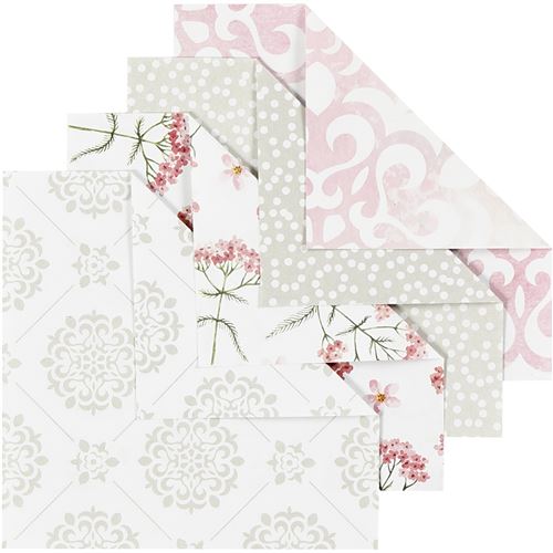 Vivi Gade papier origami 10 x 10 cm gris/rouge clair 40 feuilles