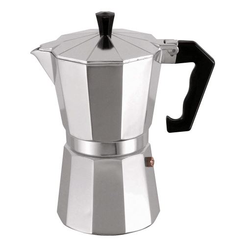 MSV 110014 Cafetière Italienne avec 3 Tasses Aluminium/Bakélite Noir 16 x 8.5 x 14.5 cm