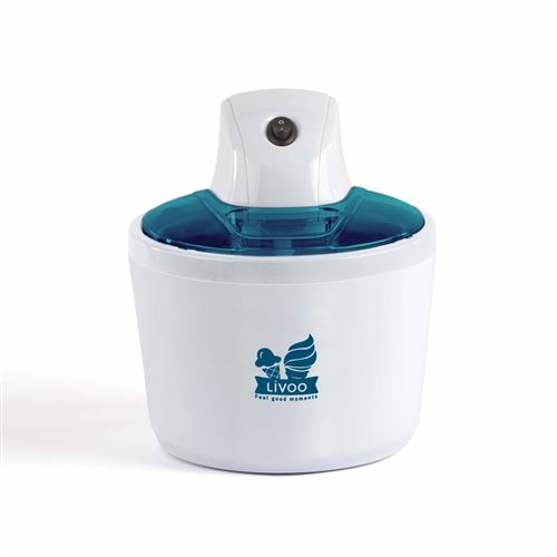 Livoo DOM147B - Sorbetière - 1.2 litres - 12 Watt - bleu/blanc