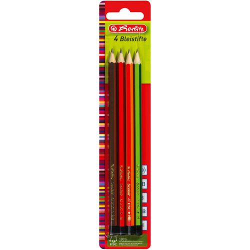 Herlitz Crayon Scolair, Hexagonal, Set De 4, Assorti