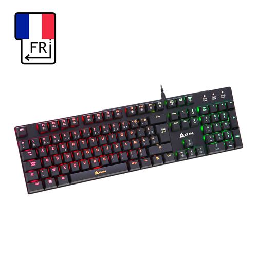 KLIM Dash Nouveau Clavier Mécanique AZERTY avec Switchs Red Low Profile pour Les Professionnels et Gamers 10 Ans Ré
