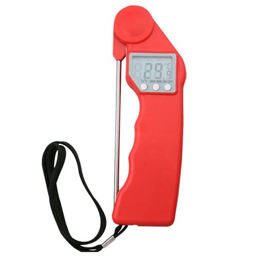 Thermomètre de cuisine alimentaire électronique pliable à affichage numérique de haute précision -rouge