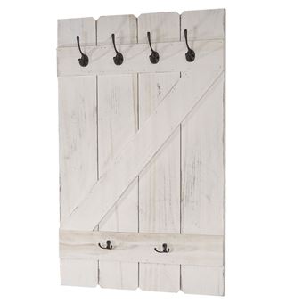 Tablette murale porte-tasse MENDLER HWC-D13 6 crochets blanc shabby - 1