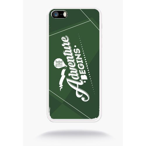 Coque The Adventure Begins Fond Kaki Compatible Apple Iphone 5s Silicone Blanc Mat