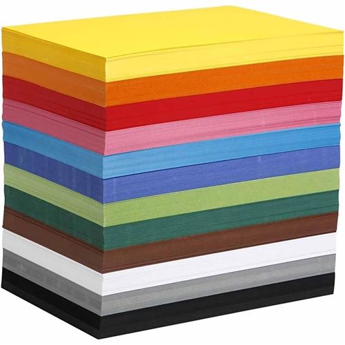 Papier cartonné A4 180 gr - 12 couleurs x 100 feuilles - 1200 pcs