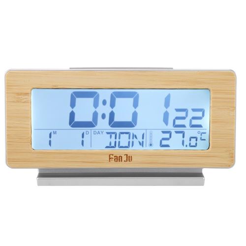 Coquille de grain du bois 12 / 24H réveil numérique de la température intérieure calendrier horloge avec Snooze