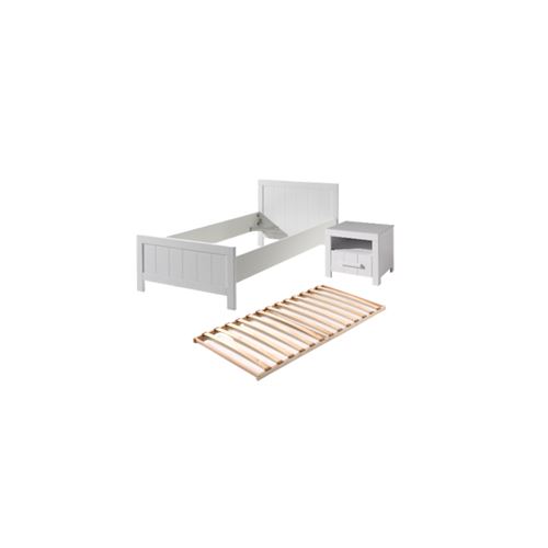 Pack - Lit Enfant, Sommier & Chevet ""erik"" 90x200cm Blanc - Paris Prix