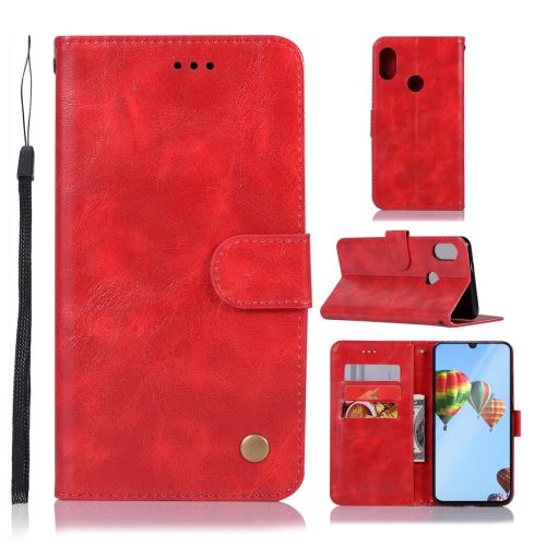 Etui en PU vintage premium avec support rouge pour votre Huawei P30 Lite/Nova 4e