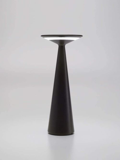 Zafferano - Dama, Lampe de table LED à intensité variable en aluminium, protection IP54, intérieure/extérieure, H 29 cm, prise EU - Noir [Classe énergétique A+++]