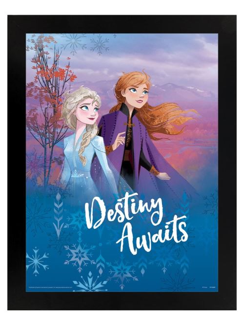 Mini-affiche Frozen 2 (Destiny Awaits) dans un cadre en bois noir de 35 x 45 cm