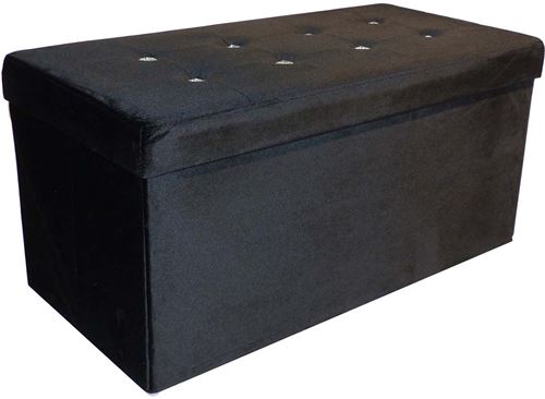 Banc coffre de rangement Diamant 76x38x38 cm noir