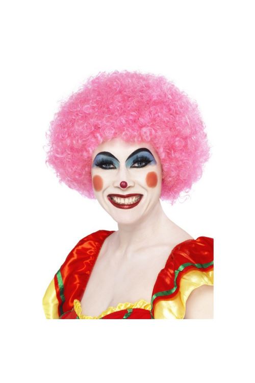 Perruque crazy clown fou rose