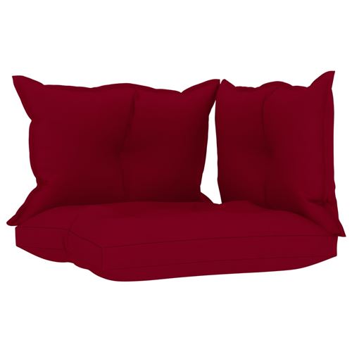 Coussins de Canapé Palette Tissu en Polyester 100 % 3 Pcs - Rouge Bordeaux