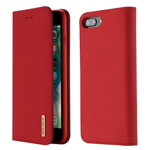 Etui en cuir véritable rouge pour votre Apple iPhone 8 Plus/7 Plus 5.5 inch