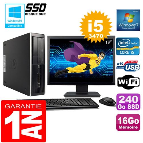 Pc hp compaq 8300 sff core i5-3470 ram 16go disque 240 go ssd wifi w7 ecran 19' État correct -  reconditionné disponible sur Fnac