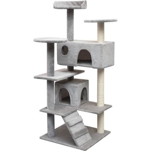 Arbre &agrave; chat avec griffoirs en sisal 125 cm Gris Vidaxl Gris