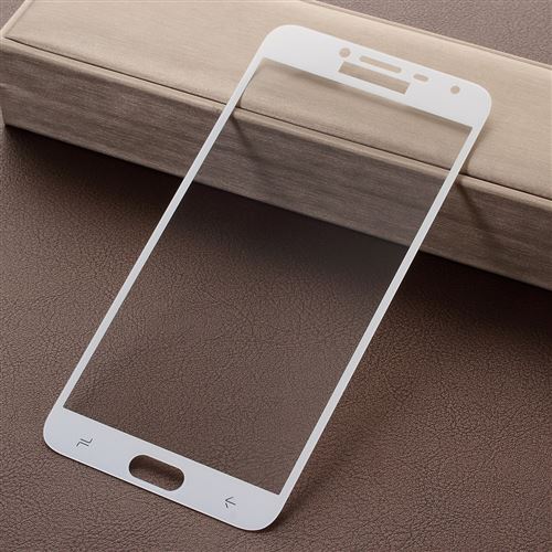 Protecteur écran en verre trempé 5j pleine taille incurvée soie imprimée blanc pour votre Samsung Galaxy J4 (2018)