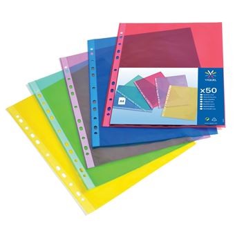 Lot De 50 Pochettes Plastique Transparentes A4 - Protection Documents, Polypropylène 100 Microns, Ouvertes Sur 2 Côtés
