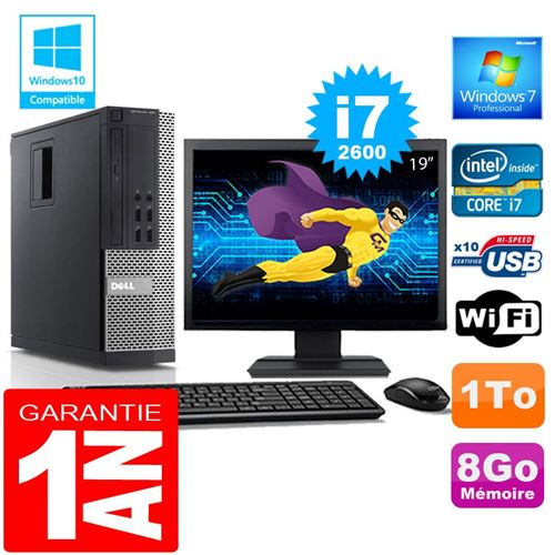 Pc dell 990 sff core i7-2600 ram 8go disque 1 to wifi w7 ecran 19' État correct - Dell reconditionné disponible sur Fnac