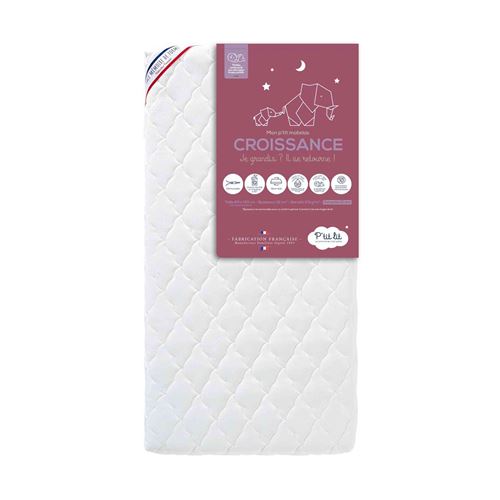 Matelas bébé déhoussable mousse mémoire CROISSANCE 60x120