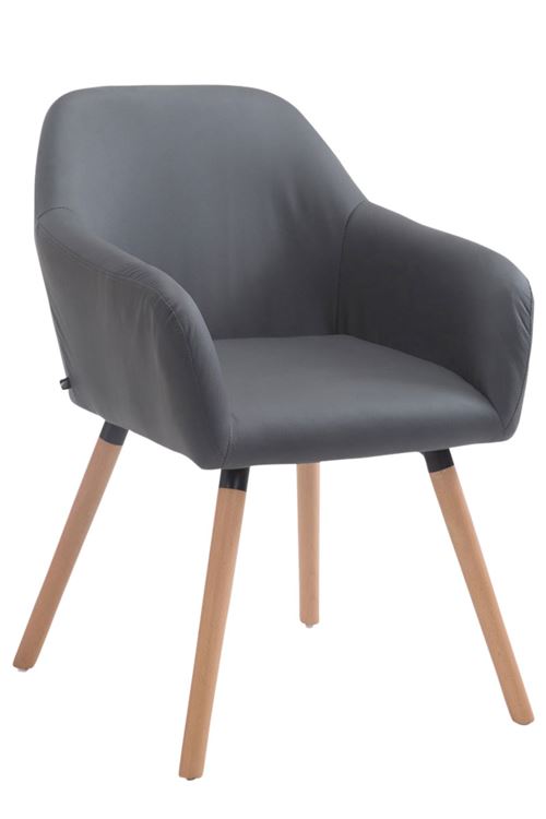 Chaise Visiteur Achat V2 similicuir , Gris/Bois de chêne Nature
