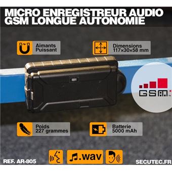 Micro GSM longue autonomie waterproof aimanté avec écoute à