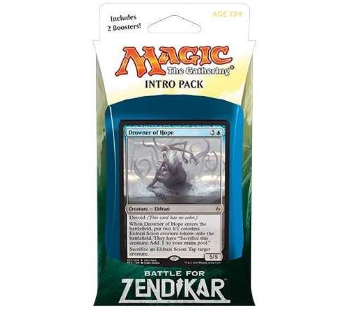 Magic the Gathering MTG Battle for Zendikar Intro Pack Deck à thème Drowner of Hope (comprend 2 Booster Packs Alternate Art Premium Rare Promo) Bleu