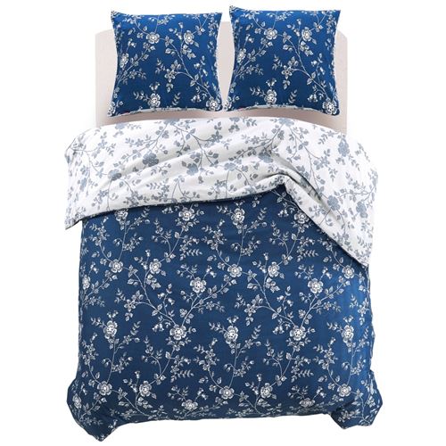 vidaXL Jeu de Housse de Couette 3 pcs Imprimé Floral 240x220/60x70 cm Literie