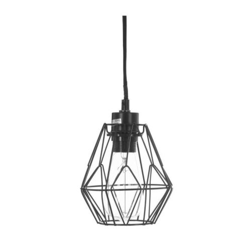 suspension en métal avec fil - h 16 cm - noir