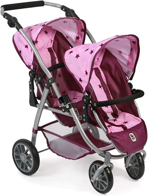 Bayer Chic 2000 689 78 Chariot pour poupée Poussette Tandem Vario, Stars Brombeere