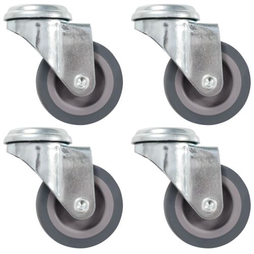 4 pcs Roulettes pivotantes à trou de boulon 50 mm
