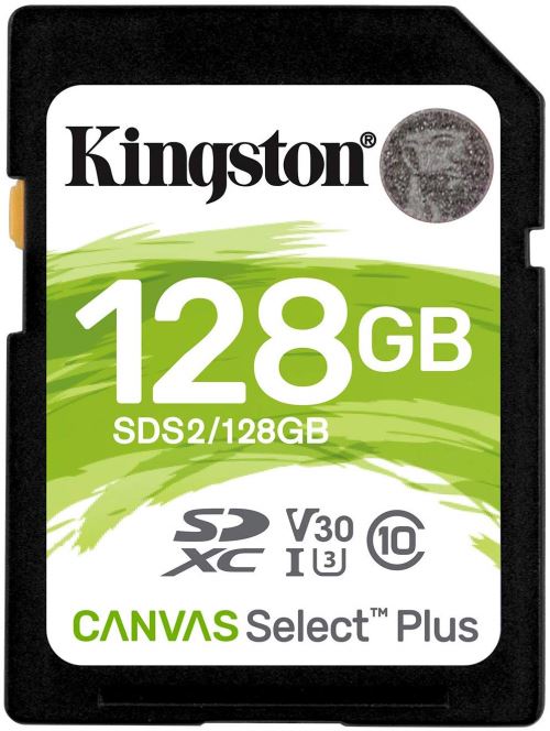 Kingston Canvas Select Plus - Flashgeheugenkaart - 128 GB - Video Class V30 / UHS-I U3 / Class10 - SDXC UHS-I