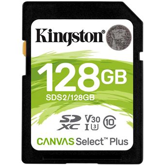 Kingston Canvas Select Plus - Carte mémoire flash - 128 Go - Video Class V30 / UHS-I U3 / Class10 - SDXC UHS-I - 1