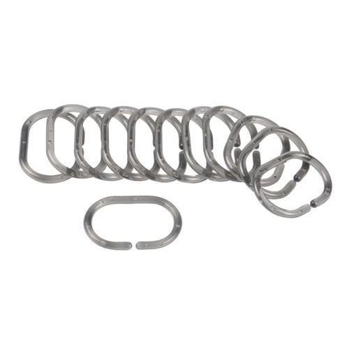 Lot de 12 Anneaux de Rideau de Douche Translucides Vitamine II 6cm Anthracite