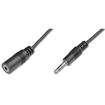 Câble Audio Stéréo Rallonge 5m - Prises 3.5mm Mâle Et Femelle - Noir, Section 2x0.35mm², Isolation PVC