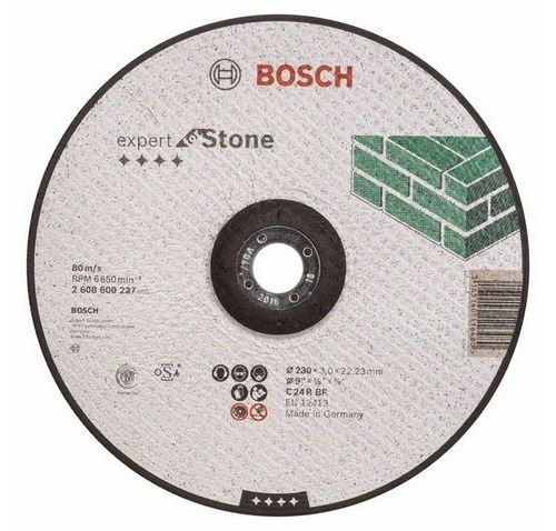 Disque Expert à Tronçonner Bosch à Moyeu Déporté Spécial Pierre 230X3.0 Mm - 2608600227