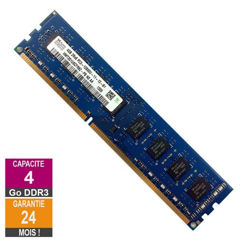 Barrette M&eacute;moire 4Go RAM DDR3 Hynix HMT351U6CFR8C-PB PC3-12800U 1600MHz 2Rx8