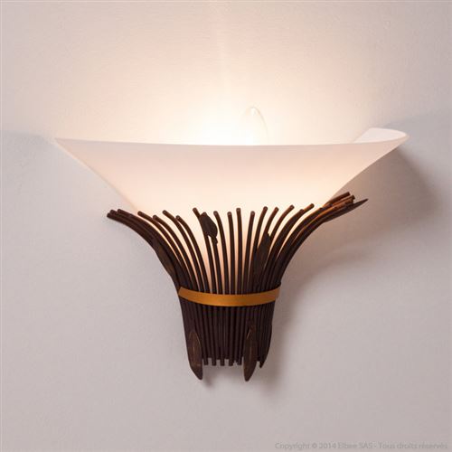 Applique en métal et verre couleur Rouille et blanc Canna blanc