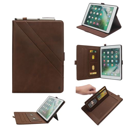 Etui en PU fentes de carte flip café pour votre Apple iPad Pro 12.9-inch (2017)/Pro 12.9-inch (2015)