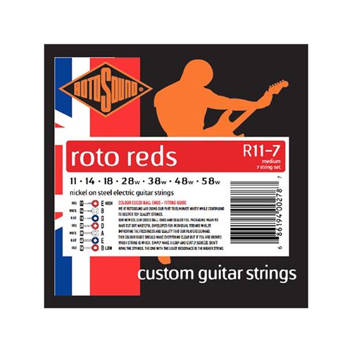 Rotosound R11-7 Roto Reds - Jeu de 7 cordes guitare électrique - 11-58