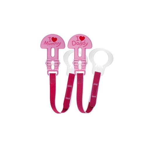 Lot de 2 attache-sucettes Love rose